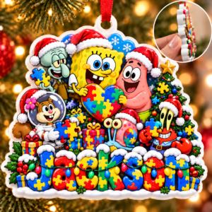 Personalized Autism Awareness 3D Christmas Ornament – Custom Name Keepsake